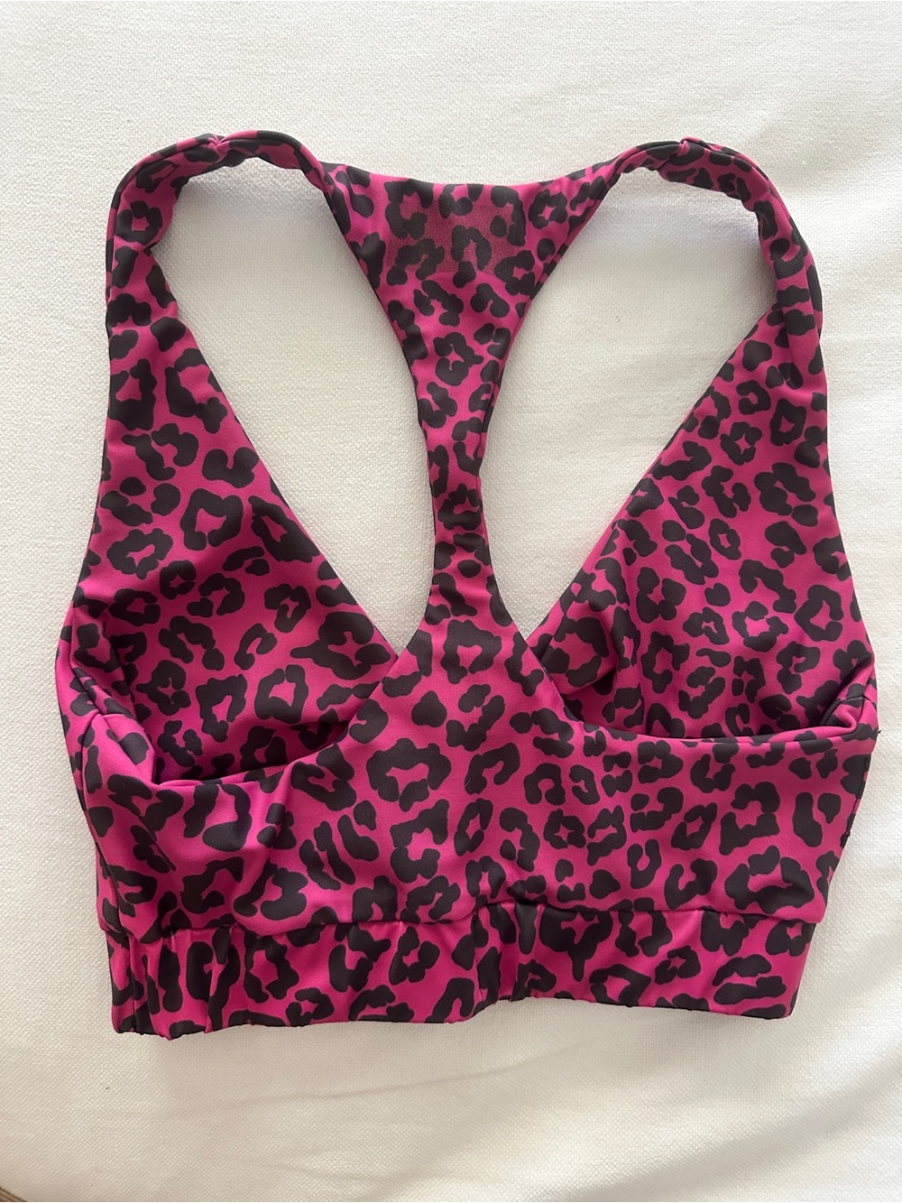 Beach Riot Raspberry Leopard Racerback Sports Bra - Picture 2 of 3